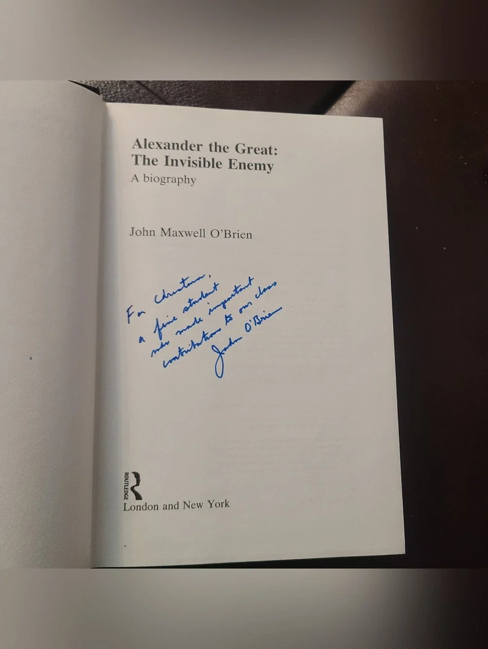 Alexander the Great Invisible Enemy John O'Brien SIGNED 1st Ed 1st Print HCDJ